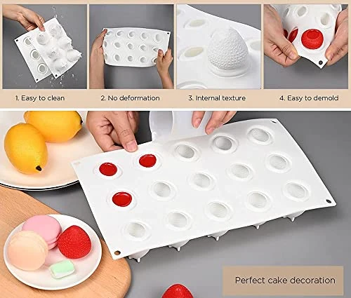 3D Big Strawberry Shaped Silicone Mold & 2 Dessert Spoons,for Baking Creative Mousse Cake Topper Dessert Cup Decoration Chocolate Truffle Pastry Fruit Ice Cream Polymer, Resin Model Clay Soap; D10 6 3D Big Strawberry Shaped Silicone Mold & 2 Dessert Spoons,for Baking Creative Mousse Cake Topper Dessert Cup Decoration Chocolate Truffle Pastry Fruit Ice Cream Polymer, Resin Model Clay Soap; D10 - Image 4