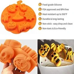 5Pcs Halloween Silicone Mold Bat Pumpkin Witch Hat Skeleton Candy Chocolate Mould Colorful Fondant Resin Baking Mold For DIY Craft Gummy Cookie Cake Cupcake Topper Decoration -Wilton Shop 51NStL33VfL