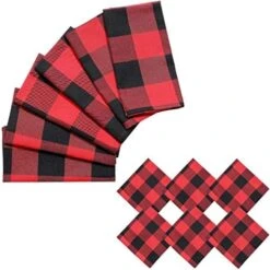 6 Buffalo Check Oversized Napkins (17x17 Inches) For Everyday Place Settings, Rustic Farmhouse Decor, Holidays, Family Dinners And BBQ's (Red Buffalo Check Plaid) -Wilton Shop 51NTWsIXfRL. AC
