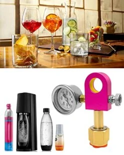 NTSUMI Soda Refill Adapter Fit For DUO Terra Art Pink Soda Cylinder, Carbonator Soda Refill Quick Adapter For Pink CO2 Cylinder-Quick Connect With Pressure Gauge -Wilton Shop 51NXO6ZQw3L