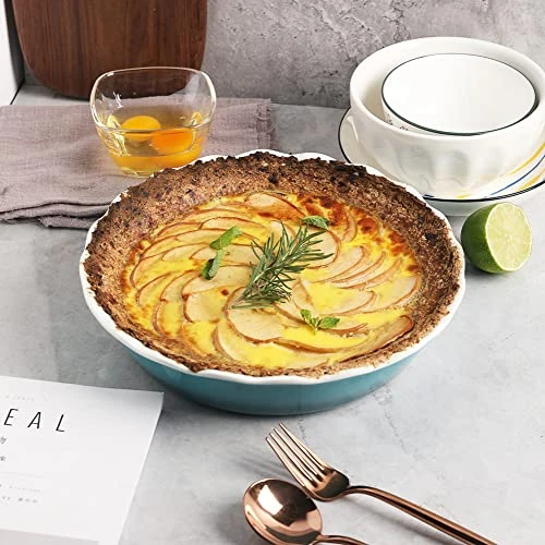 Ceramic Pie Pan For Baking, 10 Inches Round Baking Dish For Dinner, Non-Stick Pie Plate With Soft Wave Edge For Apple Pie, Pumpkin Pie, Pot Pies (White) 7 Ceramic Pie Pan For Baking, 10 Inches Round Baking Dish For Dinner, Non-Stick Pie Plate With Soft Wave Edge For Apple Pie, Pumpkin Pie, Pot Pies (White) - Image 5