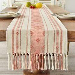 Boho Woven Table Runner 14 X 72 Inches Black And White Rustic Table Runners Modern Farmhouse Style Vintage Rustic Table Runner With Tassels For Dresser Bridal Shower Home Dining Table Decor -Wilton Shop 51NZaIMzynL. AC