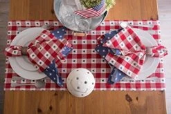 Patriotic Stars Check Tabletop Collection For 4th Of July Entertaining, Summer Barbeques, Picnics, Indoor/Outdoor Meals, Table Runner, 14x72 -Wilton Shop 51NbSgEDcqL