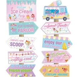 20 Pcs Ice Cream Party Decorations Ice Cream Party Sign Ice Cream Birthday Party Decorations Ice Cream Party Supplies Ice Cream Theme Party Decorations Street Photo Prop Cutouts For Home Party Decor