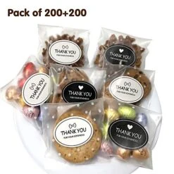 200pcs White Dotted Self Adhesive Treat Bag Cellophane Bag Cookie Bag, Party Favor Bag For Bakery, Candy, Cookie (3.94 X 3.94 Inches, W/ 200pcs Thank You Stickers) 12 200pcs White Dotted Self Adhesive Treat Bag Cellophane Bag Cookie Bag, Party Favor Bag For Bakery, Candy, Cookie (3.94 X 3.94 Inches, W/ 200pcs Thank You Stickers) -Wilton Shop 51NljVY7voL
