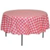 12 Pack Premium Round Plastic Checkered BBQ Tablecloth - Red & White Gingham Checkerboard Disposable Plastic Tablecloth 84 Inch. Round -Wilton Shop 51NpHALSDpL