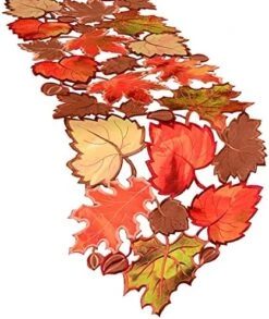 Embroidered Leaves Table Runner For Thanksgiving, Fall Or Autumn (14 × 69 Inches) -Wilton Shop 51NshiJi 4S. AC