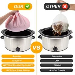 Silicone Slow Cooker Liner 6-8 Quart Compatible With Crockpot, Reusable Heat Resistant 6-8 Quart Slow Cooker Silicone Liner Slow Cooker Liner Bag For Crockpot Oval Or Round Pots (Pink) -Wilton Shop 51Nt4i8oQxL