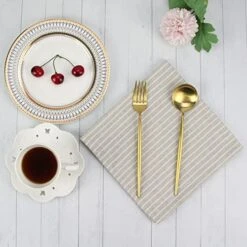 Plain White Striped Cotton Blended Dinner Cloth Napkins - Set Of 12 (17 X 17 Inches) - For Events & Home Use (Grey) -Wilton Shop 51NvptlXsZL