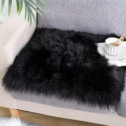 Faux Fur Sheepskin Silky Seat Cushion Home Decor Long Wool Area Rugs Carpet Soft Fluffy Plush Chair Seat Pads Universal Fit For Home Office Restaurant Chair, 1.6ft X 1.6ft, White, 1 Pack -Wilton Shop 51O6I X4ZhL. AC