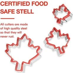 3 Pcs Maple Leaf Cookie Cutters 4.1'', 3.3'', 2.2'', Fall Thanksgiving Cookie Cutters, Holiday Cookie Cutter, Leaves Cookie Cutter Shapes, Metal Cookie Cutters, Mini Cookie Cutters -Wilton Shop 51O7LaqNmuL