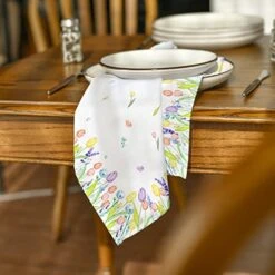 Spring Summer Cloth Napkins 18 X 18 Inch, Easter Watercolor Wild Flowers Tulip Lavender Blooming Floral Party Dinner Decoration Washable Napkins Set Of 4 -Wilton Shop 51OAffIOkFL