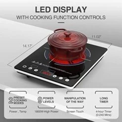Induction Cooktop With 2 Burners, 9 Heating Level, Induction Cooktops 2 Burner With Child Safety Lock & Timer, Sensor Touch Control, 110~120V -Wilton Shop 51OIJbN68lL