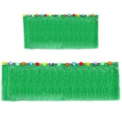 Hawaiian Table Skirt 11ft Long Stretches To 30ft! | (29" Tall) Green Hibiscus Luau Party Decoration | Tropical Theme Decor (1 Table Skirt)