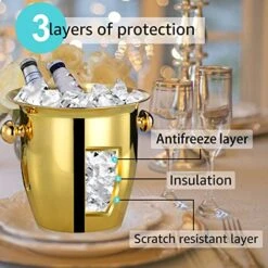 Ice Buckets - Champagne Ice Bucket With Tongs, Golden Trumpet Ice Bucket Stainless Steel Mirror Reflection Wine Cooler For Cocktail Bar Beer Red Wine Liquor Beverages Party,Ice Frozen Longer, 2.5L -Wilton Shop 51OMYd3GYZL