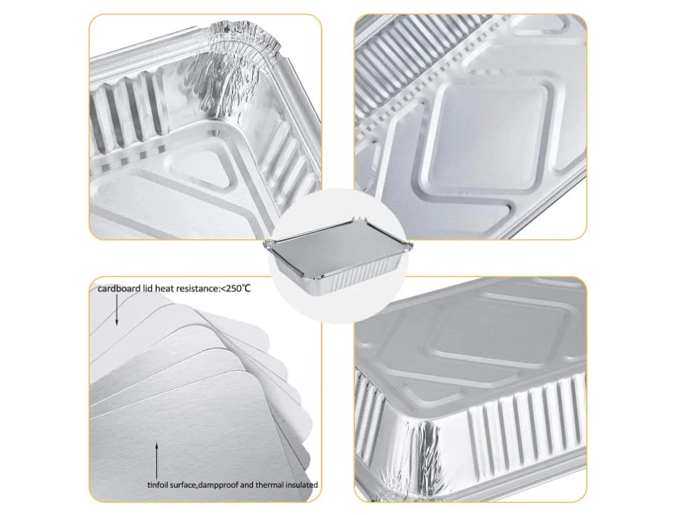 GENERIC Aluminum Pans With Lids (50-Pack, 8.5"×6") 2.25 LB; Disposable Roasting Takeaway Oven Baking With Lids; Best For Meal Prep 6 GENERIC Aluminum Pans With Lids (50-Pack, 8.5"×6") 2.25 LB; Disposable Roasting Takeaway Oven Baking With Lids; Best For Meal Prep - Image 4
