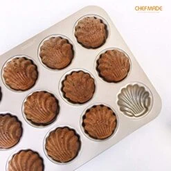 Madeleine Mold Cake Pan, 12-Cavity Non-Stick Spherical Shell Madeline Bakeware For Oven Baking (Champagne Gold) 16 Madeleine Mold Cake Pan, 12-Cavity Non-Stick Spherical Shell Madeline Bakeware For Oven Baking (Champagne Gold) -Wilton Shop 51OUVdo4ESL