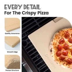 Pizza Stone 12in X 15in Rectangular Baking & Grilling Stone, Perfect For Oven, BBQ And Grill. Innovative Double - Faced Built - In 4 Handles Design -Wilton Shop 51OYpB88FBL