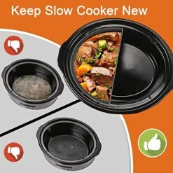 Slow Cooker Liners, Silicone Slow Cooker Liner Slow Cooker Divider Insert BPA Free, Dishwasher Safe Fit 6QT (2 Count, Grey) -Wilton Shop 51OYvH4uPwL