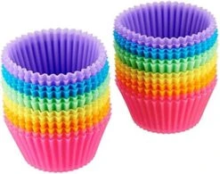 Amazon Basics Reusable Silicone Baking Cups, Muffin Liners - Pack Of 12, Multicolor -Wilton Shop 51OfKJcs5L. AC