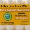 8" X 25' Rolls (Fits Inside Machine) - 4 Pack (100 Feet Total) OutOfAir Vacuum Sealer Rolls. Works With FoodSaver Vacuum Sealers. 33% Thicker, BPA Free, Sous Vide, Commercial Grade -Wilton Shop 51Oi4etcCdL