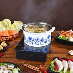 ERINGOGO Pots Electric Hot Pot, Small Self Heating Hot Pot, Nonstick Coating, Separate Design, Steak Noodles Cooker For Induction Hot Pot -Wilton Shop 51Okdvm8XWL