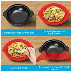 2 Pack Silicone Slow Cooker Liners Fits For 7-8 QT Crockpot, Reusable Silicone Slow Cooker Liners, Safe Silicone Crockpot Liners (Blue 1pc + Red 1pc) -Wilton Shop 51OlU68alOL