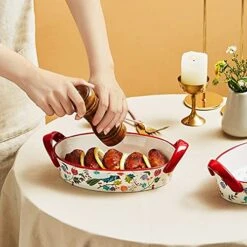 Baking Tray Ceramic Gratin Baking Dishes, Gratin Dishes Oval Baking Pans Porcelain Kitchen Bakeware/Baker, 10.5-Inch, Casserole Dish For Dinner & Banquet Bakeware Sets -Wilton Shop 51OmYz8YIfS