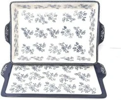 Baker 4 Qt 9"x13" Casserole Dish W/Lid-It (Tray) & Plastic Cover (Floral Lace Blue) -Wilton Shop 51OnF08IydL. AC