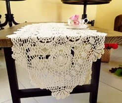 Handmade Crochet Lace Table Cloth Doilies Doily,Rectangle,16 X 24 Inch,Beige -Wilton Shop 51OswKsgv0L. AC