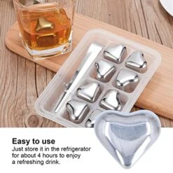8Pcs Heart Shaped Metal Whiskey Ice Cubes, Stainless Steel Safe Whiskey Stones, Beer Cooler Cooling Whiskey Stone For Chilling Cocktails, Whiskey, Cool Drinks -Wilton Shop 51Ovw6y9deL