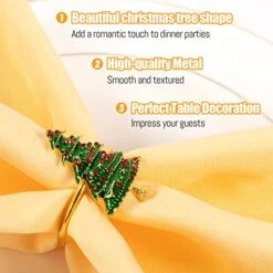 Christmas Napkin Rings- Set Of 6 Xmas Tree With Red Berries Napkin Holder Rings For Christmas Holiday Party Dinner Wedding Banquet Dinning Table Settings Decoration -Wilton Shop 51PDyLis4OL