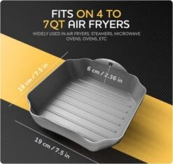 Ilicone Air Fryer Liners Set OF 2, Air Fryer Silicone Liners For 4-7QT Air Fryer Tray Baking Oven, 7.5” Reusable Square Air Fryer Liners With Handles & Holes, Air Fryer Inserts, Air Fryer Accessories 15 Ilicone Air Fryer Liners Set OF 2, Air Fryer Silicone Liners For 4-7QT Air Fryer Tray Baking Oven, 7.5” Reusable Square Air Fryer Liners With Handles & Holes, Air Fryer Inserts, Air Fryer Accessories -Wilton Shop 51PHgp0ZFdL