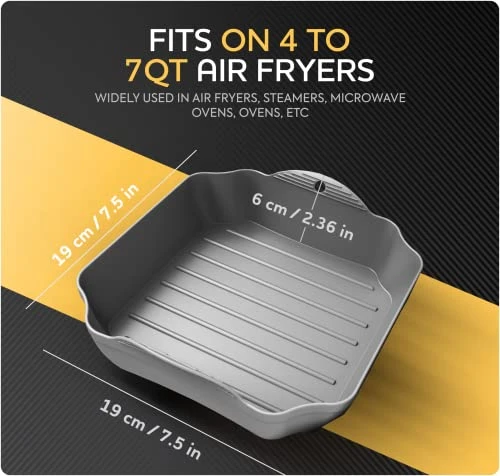 Ilicone Air Fryer Liners Set OF 2, Air Fryer Silicone Liners For 4-7QT Air Fryer Tray Baking Oven, 7.5” Reusable Square Air Fryer Liners With Handles & Holes, Air Fryer Inserts, Air Fryer Accessories 9 Ilicone Air Fryer Liners Set OF 2, Air Fryer Silicone Liners For 4-7QT Air Fryer Tray Baking Oven, 7.5” Reusable Square Air Fryer Liners With Handles & Holes, Air Fryer Inserts, Air Fryer Accessories - Image 7