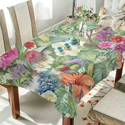 Farm Vintage Flowers Rectangle Tablecloth 54 X 54 Inch Romantic Table Cloth Modern Table Linen Cover For Dining Room Kitchen Party Home Decoration