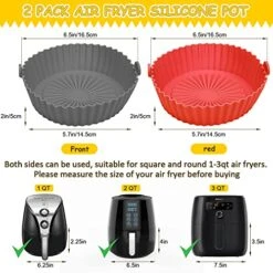 2 Pack Air Fryer Silicone Liners Pot For 1 To 3 QT, Anglecai 6.5 Inch Air Fryer Silicone Bowl Basket Round, Reusable Air Fryer Silicone Inserts Washable Air Fryer Baking Tray For Air Feyer Oven -Wilton Shop 51PTCk3doYL