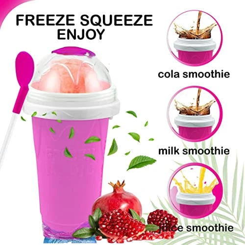 GENERIC Slushie Maker Cup, Homemade Squeeze Icy Cup, Quick Frozen Magic Cup Slushy With Lids And Straws For Kids & Adults (Pink) Blue,green And Pink 17cmx8.3cm 5 GENERIC Slushie Maker Cup, Homemade Squeeze Icy Cup, Quick Frozen Magic Cup Slushy With Lids And Straws For Kids & Adults (Pink) Blue,green And Pink 17cmx8.3cm - Image 3