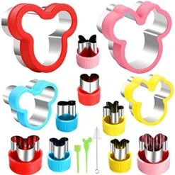 Minnie Themed Cookie Cutters Set,Minnie Head Cartoons Shapes Cookie Cutter For Kids Sandwich Cakes Biscuits Vegetables Fruit Cutters Baking Mold(Assorted Sizes)