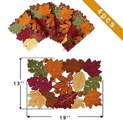 4 PCS Thanksgiving Placemats For Dining Table, 13 X 19 Inch Set Of 4 Embroidered Maple Leaves Table Mats For Fall, Harvest Applique Leaf For Autumn Decorations -Wilton Shop 51PZ6Gnd4WL