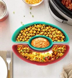 Silicone Slow Cooker Divider Liners - Reusable 3-in-1 Liners, Silicone Divider Insert Fit For Hamilton Beach CrockPot 3, 4 Quart Oval Slow Cooker, BPA Free, Leakproof, Dishwasher Safe, Easy Cleanup -Wilton Shop 51PautJt9GL