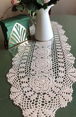 Janef White Handmade Crochet Cotton Table Runner Lace Doilies Doily Oval Dresser Scarves,11.8 By 35 Inches. 17 Janef White Handmade Crochet Cotton Table Runner Lace Doilies Doily Oval Dresser Scarves,11.8 By 35 Inches. -Wilton Shop 51PclLQ3CQL