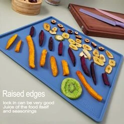3 Pcs Silicone Dehydrator Mats With Edge, With Silicone Scraper, Compatible With Cosori &Magic Mill & BioChef Arizona, Non Stick Dryer Mats, High Temperature Resistance,for Fruit,Chips,Flax Crackers -Wilton Shop 51PejpAiuDL