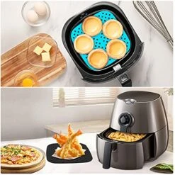 Air Fryer Liners - 8.5 Inch Square, Non-Stick Silicone Mat For Air Fryer, Reusable Air Fryer Mats, Air Fryer Accessories For Counter Heat Resistant And Microwave (2-Pack) -Wilton Shop 51Pfe0CIAdS