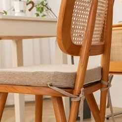 Kitchen Chair Cushions With Ties - High Density Sponge Seat Cushion And Dining Room Chair Pad 17 X 16.5 Inches Non Slip Rubber Back Seat Cover Machine Washable - Beige -Wilton Shop 51Q0MDKFXFL