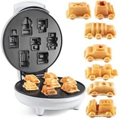 Cars & Trucks Mini Waffle Maker- Make 7 Fun Different Vehicles- Police Car Firetruck Construction Truck & More Automobile Shaped Pancakes- Electric Nonstick Iron For Kids Fathers Day Breakfast For Dad -Wilton Shop 51Q0fyh7u7L