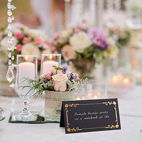 100 Pieces Black Place Cards For Weddings Or Party, Scored For Easy Folding, Place Cards For Table Setting, Food Tent Labels, Table Tent Cards For Receptions Parties Events Celebrations 6 100 Pieces Black Place Cards For Weddings Or Party, Scored For Easy Folding, Place Cards For Table Setting, Food Tent Labels, Table Tent Cards For Receptions Parties Events Celebrations - Image 4