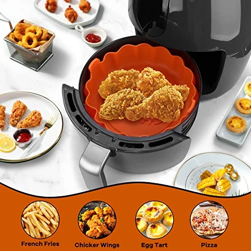 Air Fryer Silicone Pot - CRTHL Halloween Decorations Silicone Air Fryer Liner 7inch Reusable Heat Resistant Easy Cleaning Air Fryer Silicone Basket For 3 To 5 QT For Air Fryer Oven Accessories 4 Air Fryer Silicone Pot - CRTHL Halloween Decorations Silicone Air Fryer Liner 7inch Reusable Heat Resistant Easy Cleaning Air Fryer Silicone Basket For 3 To 5 QT For Air Fryer Oven Accessories - Image 2