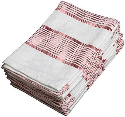 Stripe Kitchen Towels | Pack Of 6 | 18 X 28 Inches | Highly Absorbent |100% Cotton Dish Towels | Tea Towels | Bar Towels | Red 10 Stripe Kitchen Towels | Pack Of 6 | 18 X 28 Inches | Highly Absorbent |100% Cotton Dish Towels | Tea Towels | Bar Towels | Red - Image 8