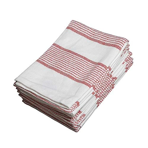 Stripe Kitchen Towels | Pack Of 6 | 18 X 28 Inches | Highly Absorbent |100% Cotton Dish Towels | Tea Towels | Bar Towels | Red 3 Stripe Kitchen Towels | Pack Of 6 | 18 X 28 Inches | Highly Absorbent |100% Cotton Dish Towels | Tea Towels | Bar Towels | Red