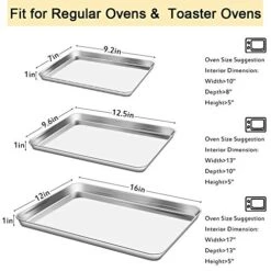 Aking Sheet Rack Set (3 Sheets + 3 Racks + 1 Silicone Baking Mats), Stainless Steel Baking Pan Cookie Sheet With Rack And Silicone Pad For Baking Use, Rust Free, Easy Clean, Dishwasher Safe -Wilton Shop 51QClrSbu1L